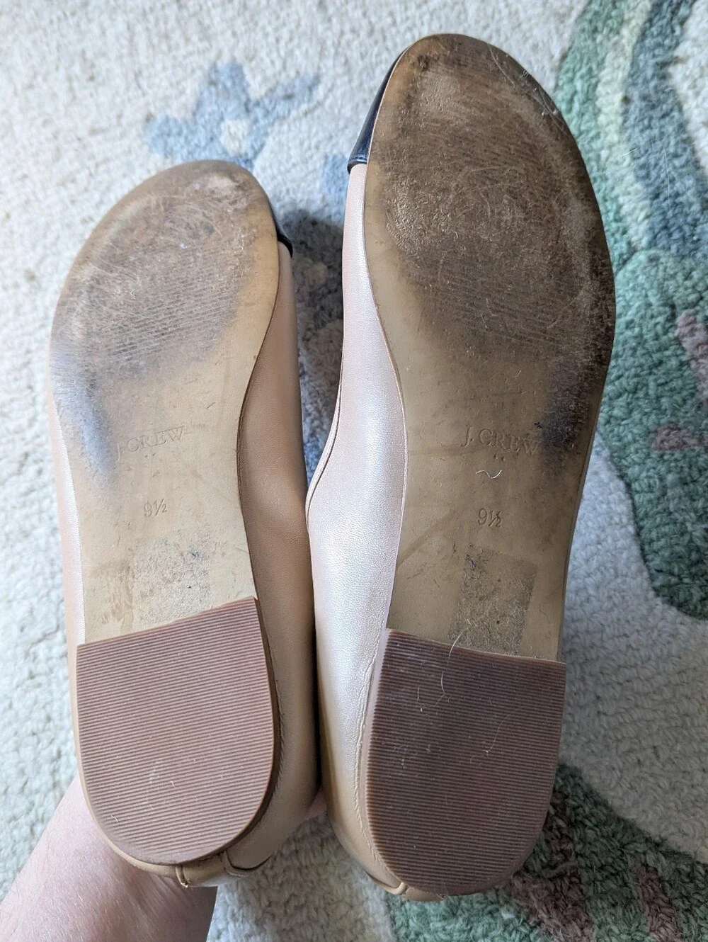 J. Crew Factory Beige and Black Cap-Toe Ballet Flats